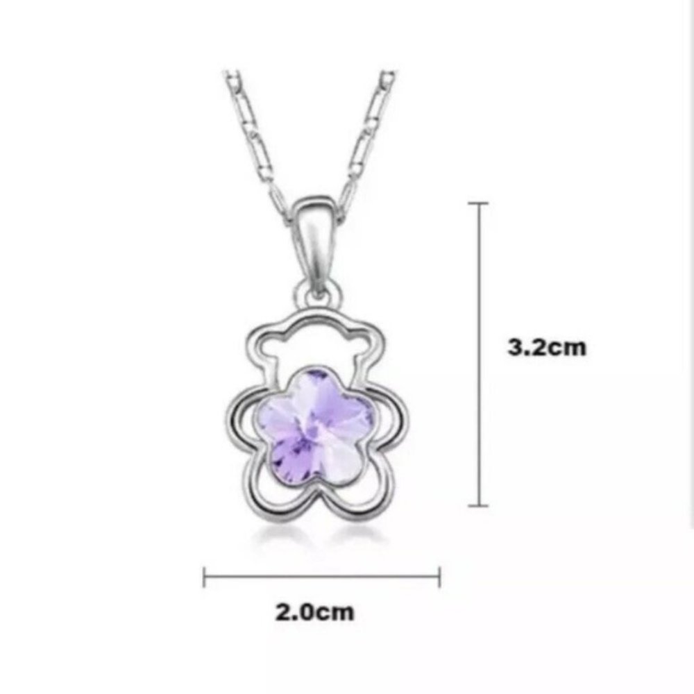 Light Amethyst Teddy Bear Necklace